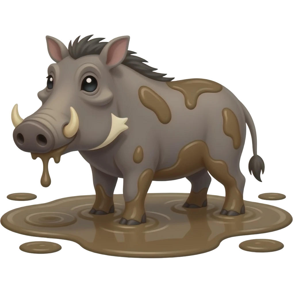 Cartoon warthog wallowing in mud emoji