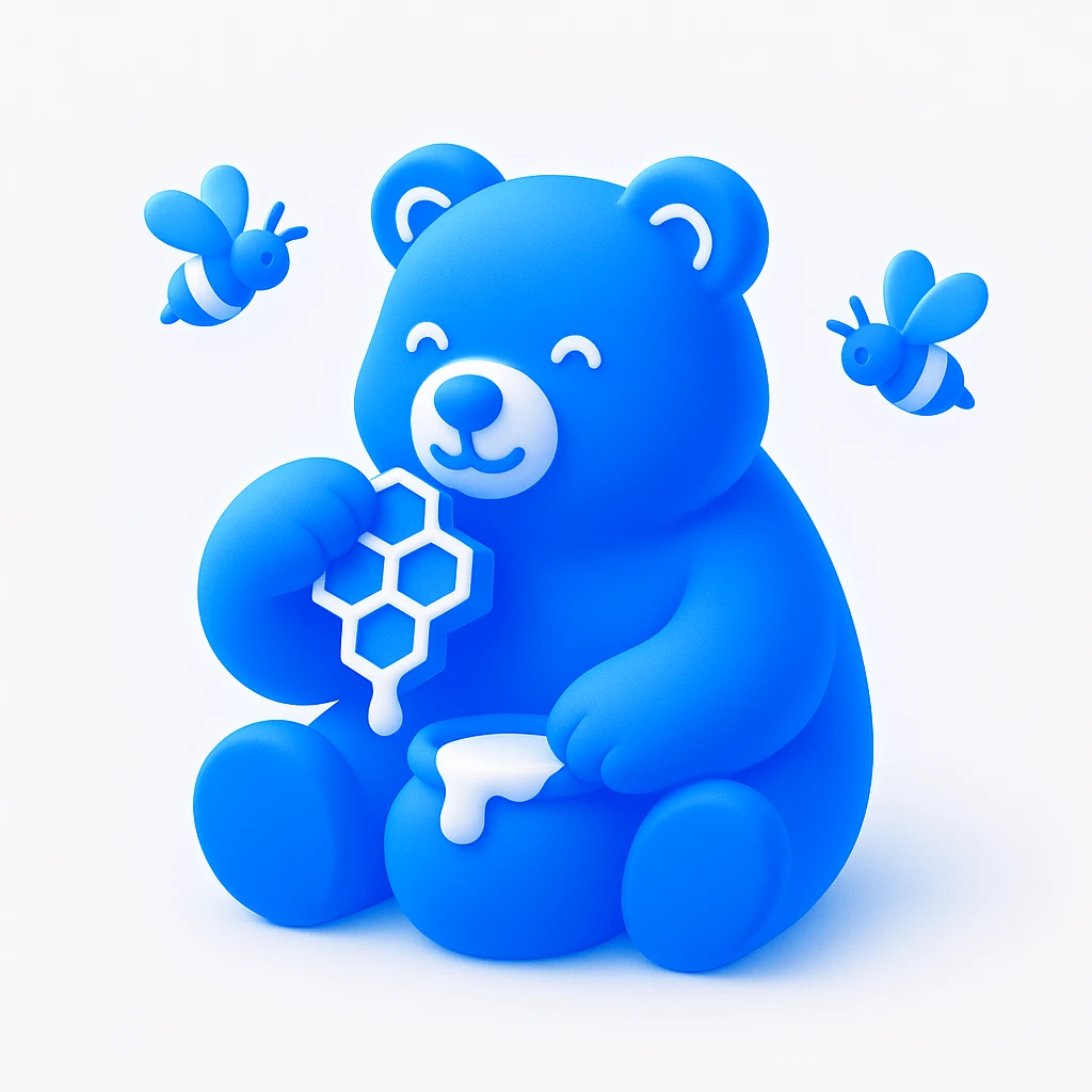 bear eating honeycomb with bees flying around emoji