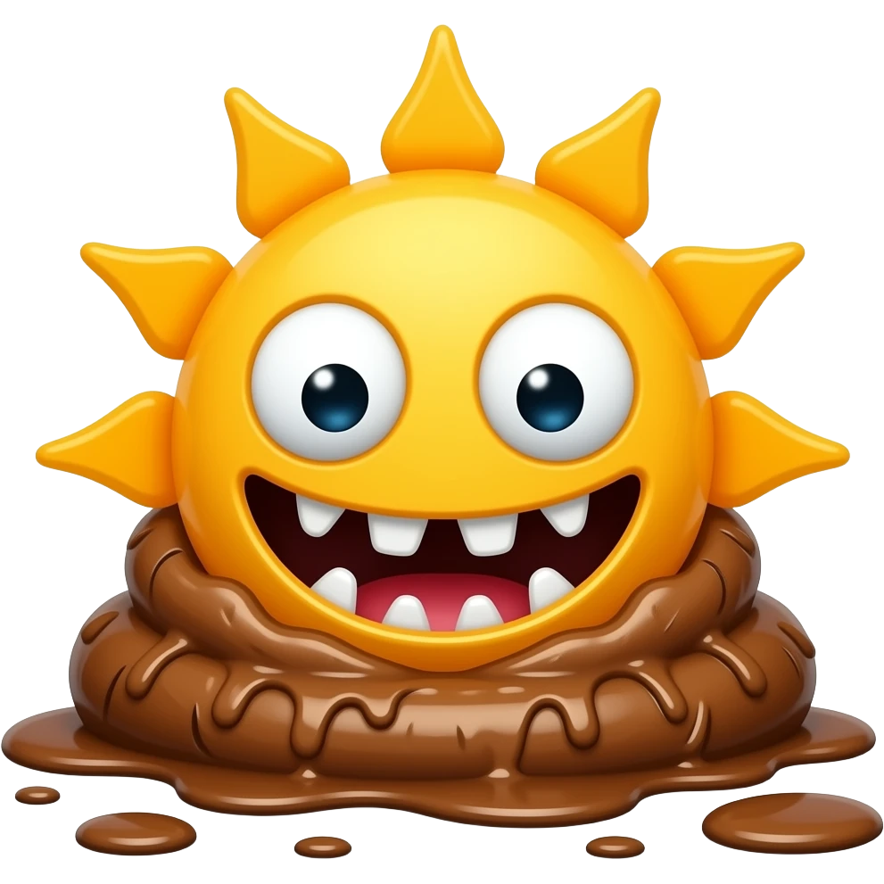 Scary sun monster molding poop broken melted emoji