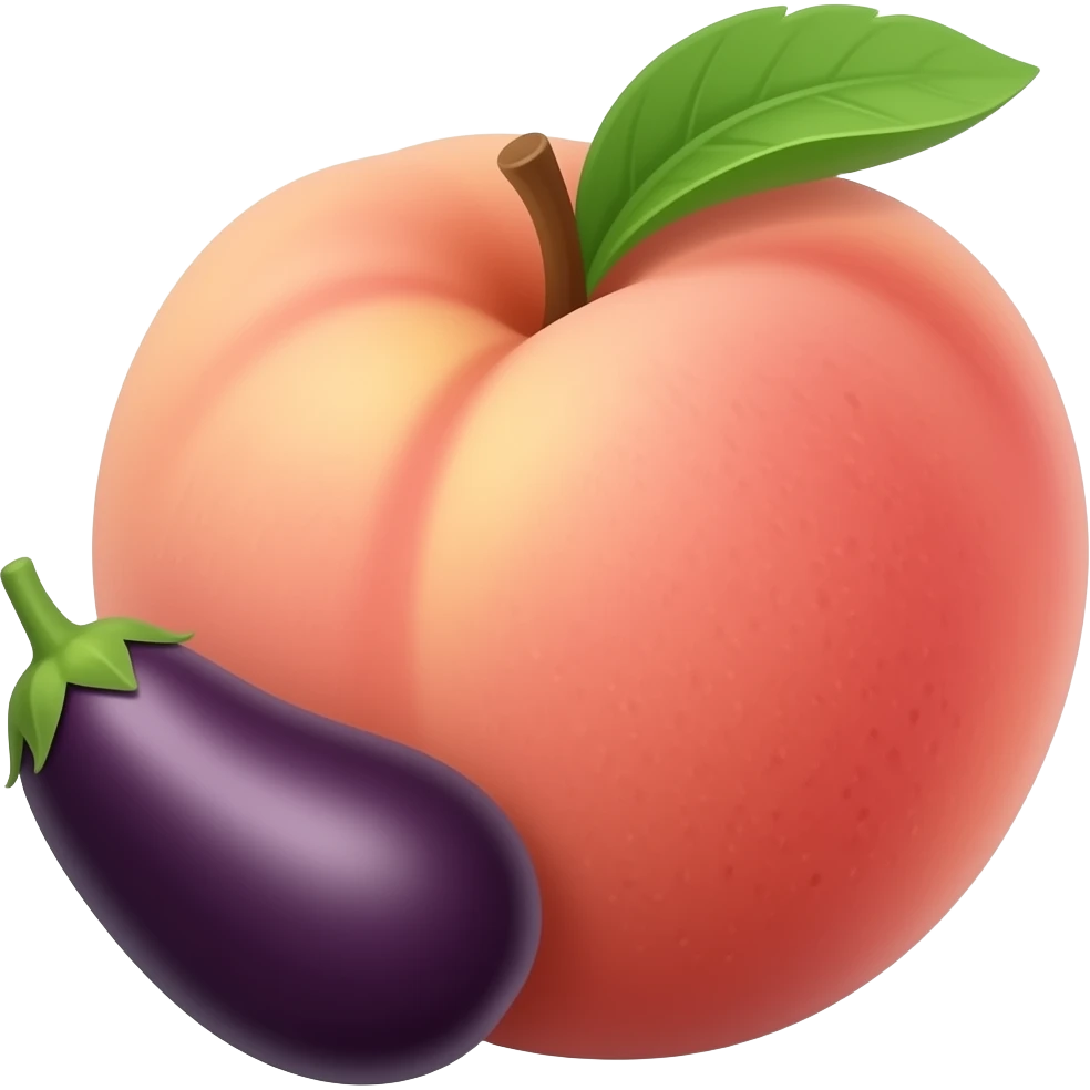 Eggplant on a peach emoji