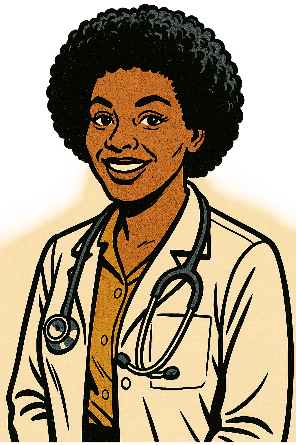 A 1970s female black doctor emoji