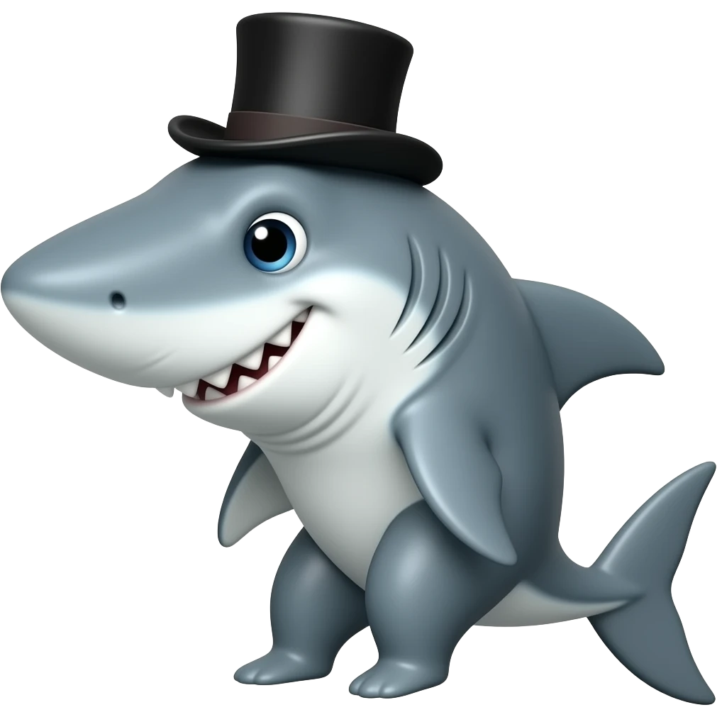 Shark with a top hat emoji