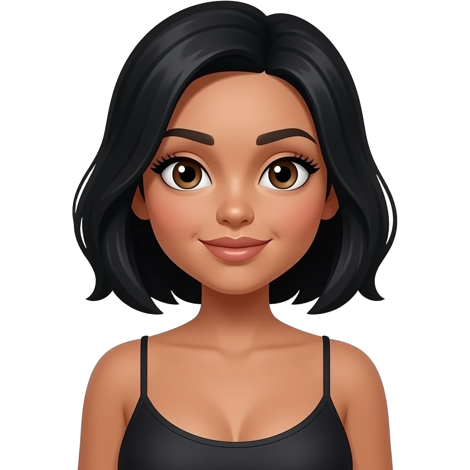 Nun with black hair, dark eyebrows, curvy chest, tan skin, big brown eyes and long eyelashes emoji