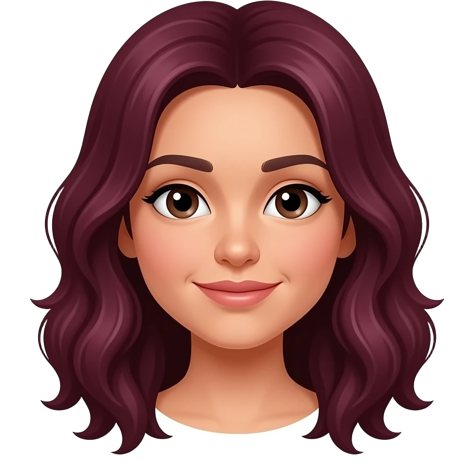 A girl with a wheatish complexion and wavy maroon hair. emoji