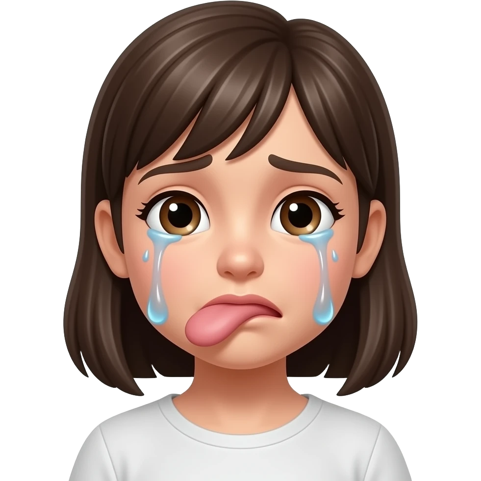 A girl crying and having a dick in her mouth forces emoji