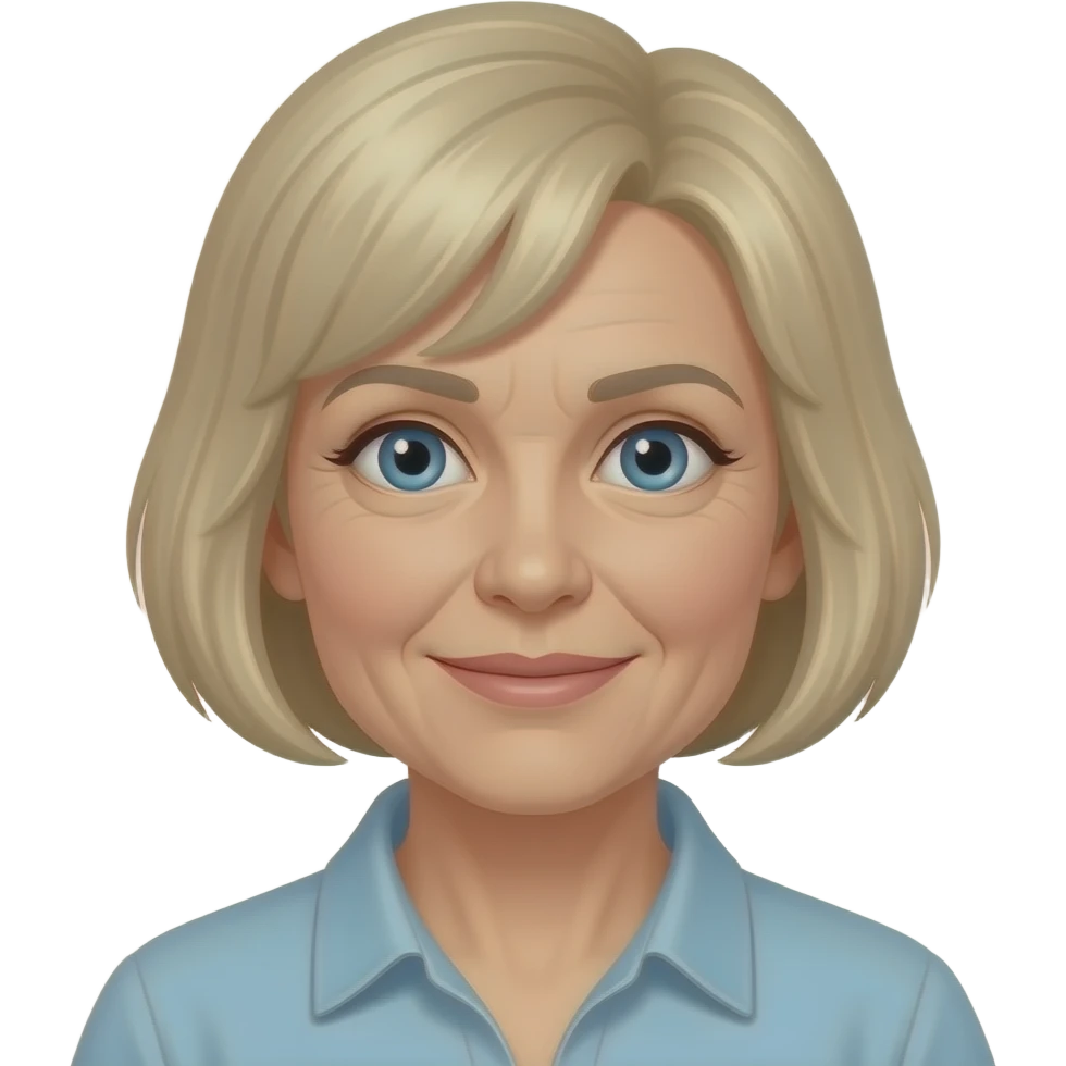 sarışın ela gözlü 70 yaşında kısa saçlı kadın emoji