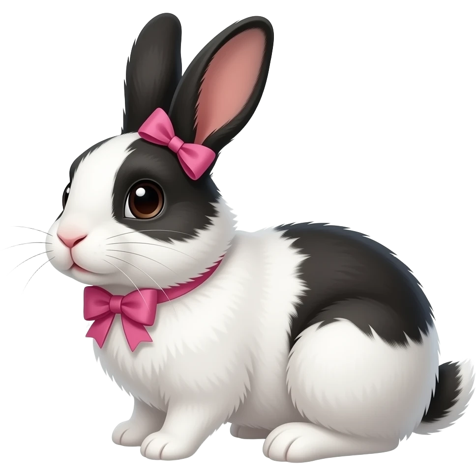 Bunny fem white and black with bow pink emoji