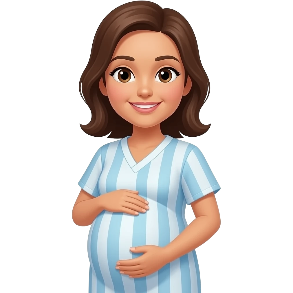 emoji of pregnant patient with light brown skin and brown hair emoji