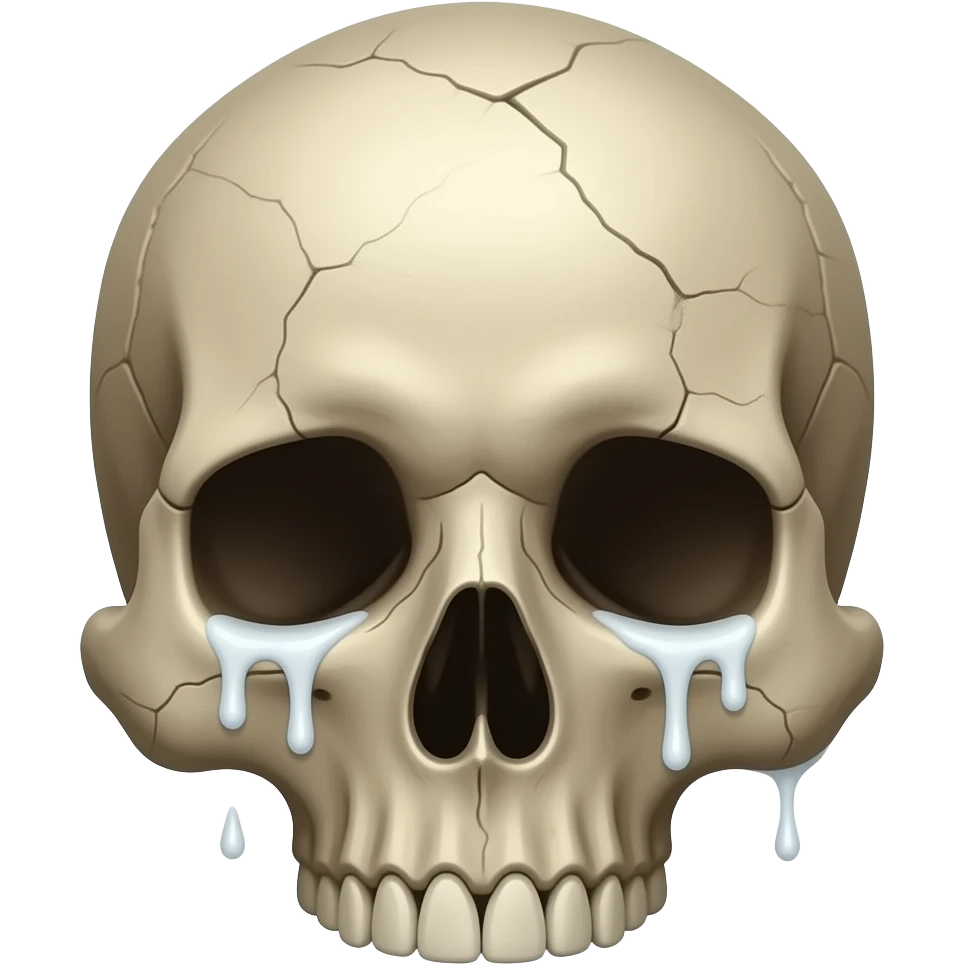 skull with white glue coming out of eyes emoji