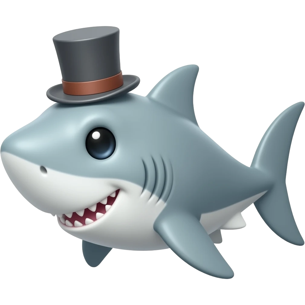 Shark with a top hat emoji