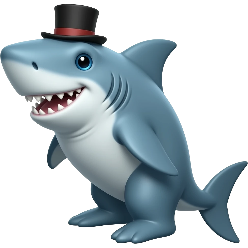 Shark with a top hat emoji