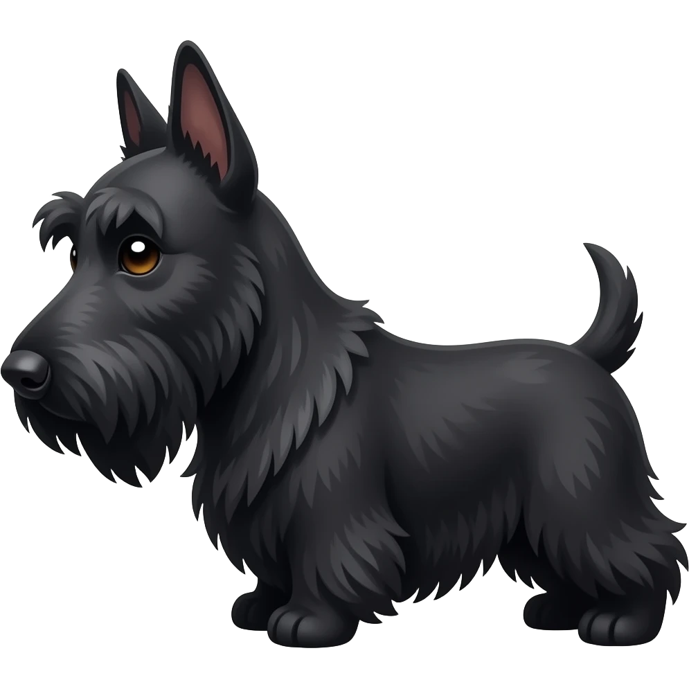 Black Scottie dog in profile doing a wee on the floor emoji