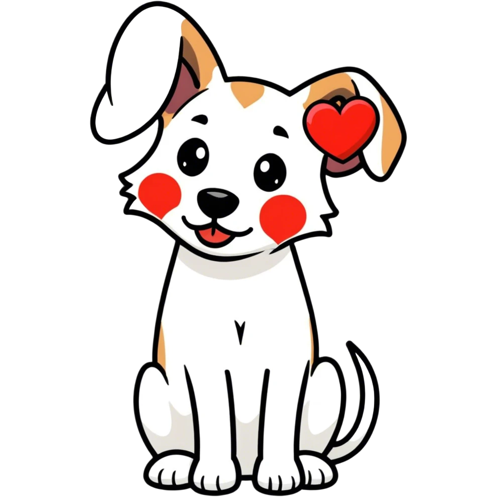 Dog holding heart emoji