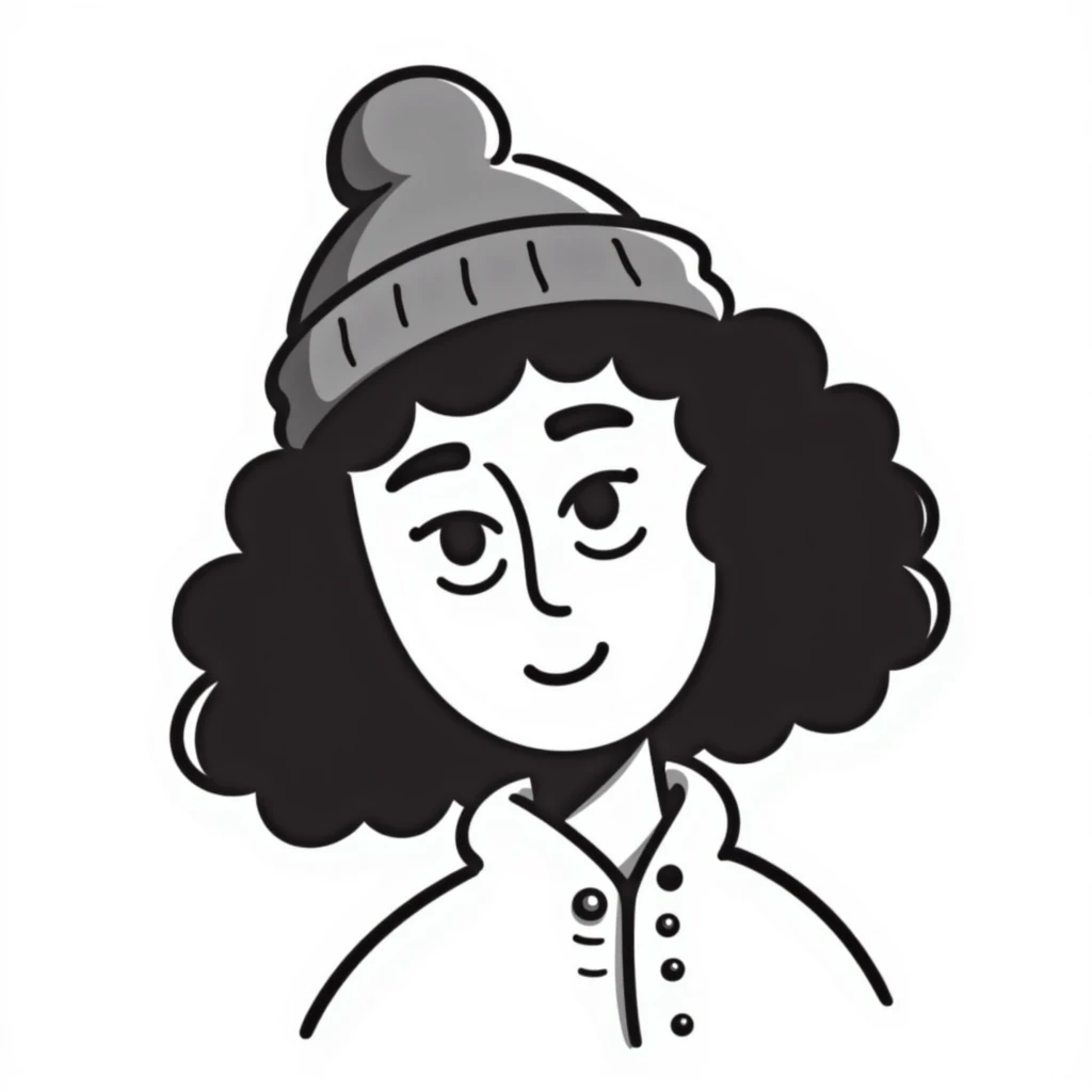 woman with curly hair and a beanie emoji