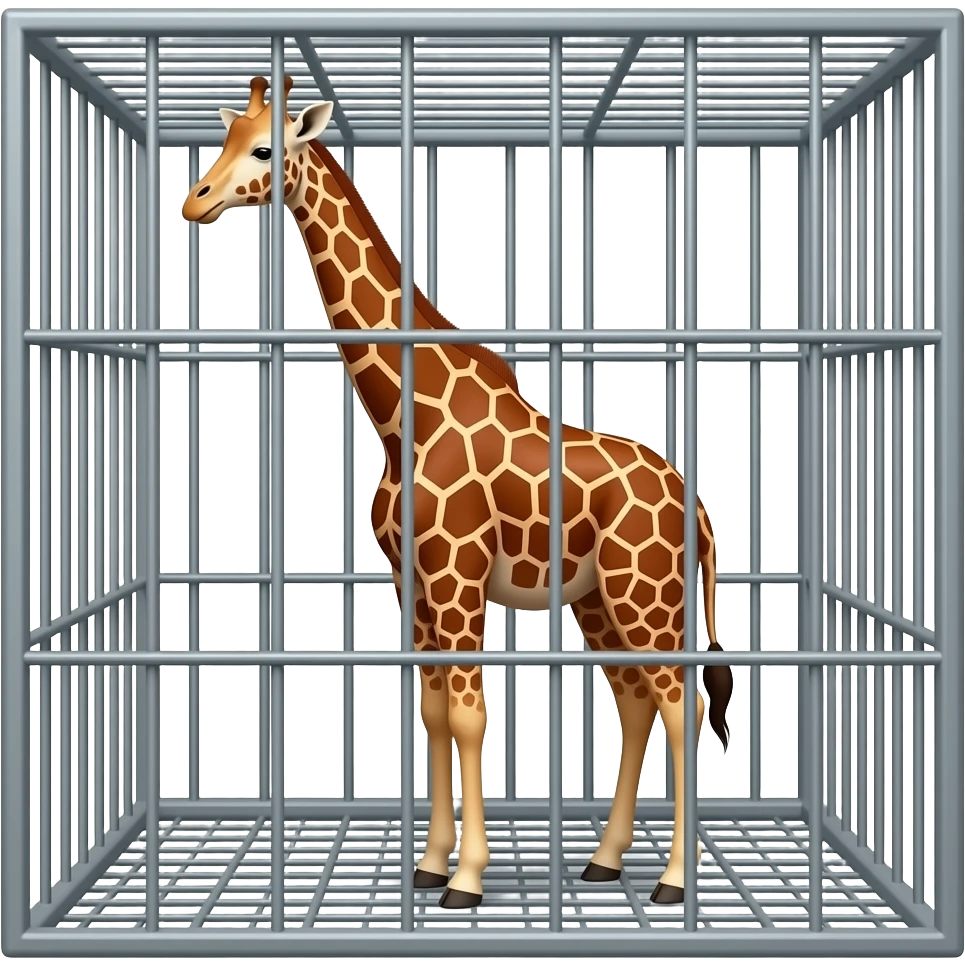 giraffe inside a square zoo cage emoji