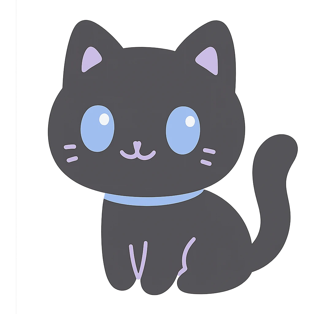 black cat, illustrative style, transparent background emoji