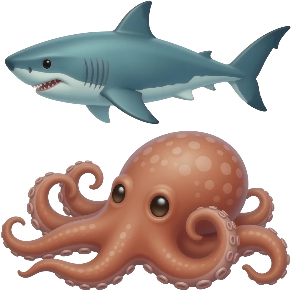 Shark and octopus animal
 emoji