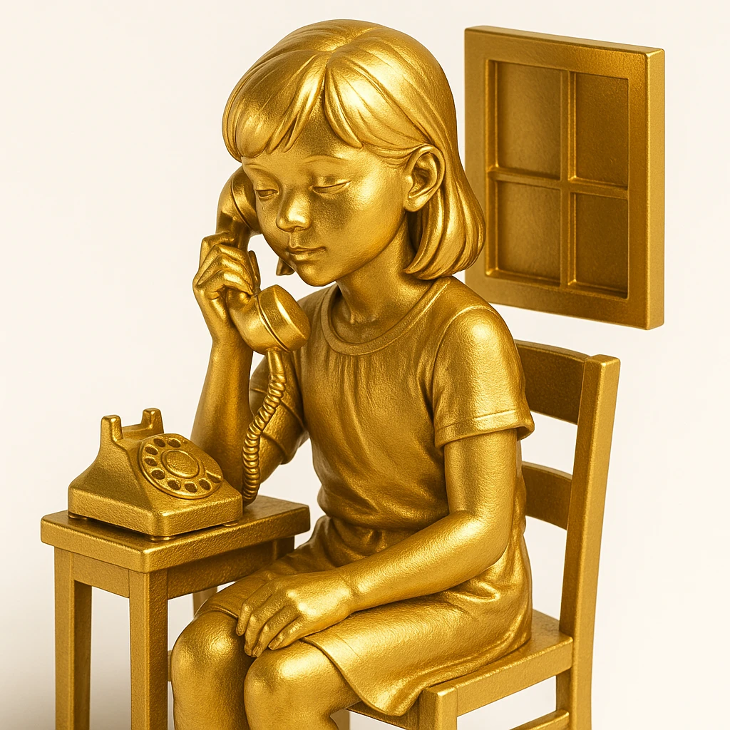 girl talking on telephone in her room emoji