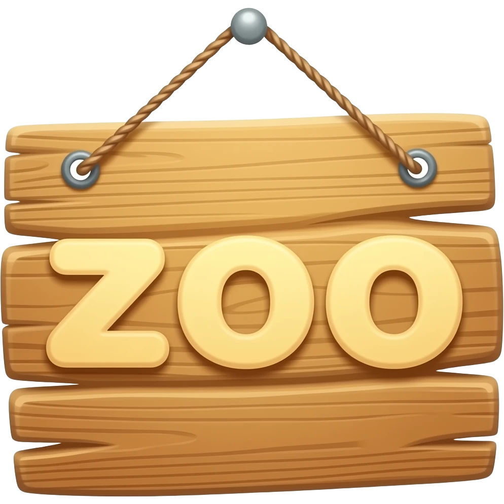 Cartoon wood that says zoo emoji