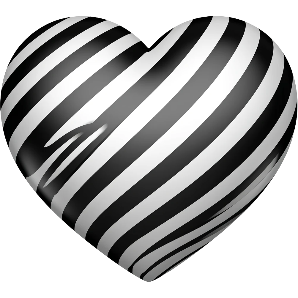 A heart striped with black and white emoji