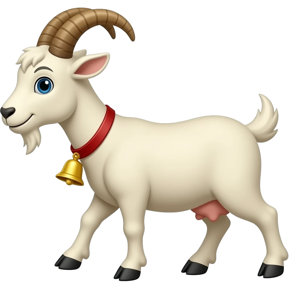 Cartoon goat with the bell walking emoji