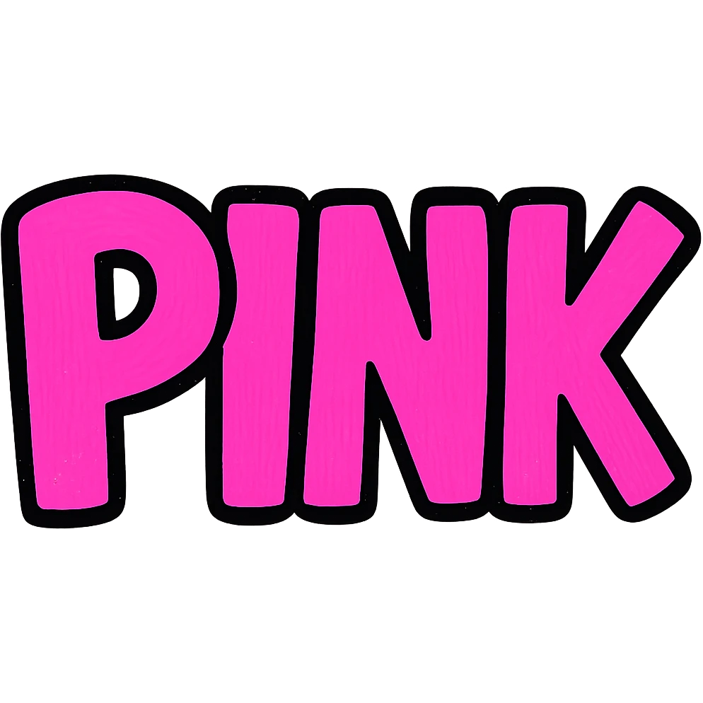 the word 'pink' in playful, bold pink text style emoji