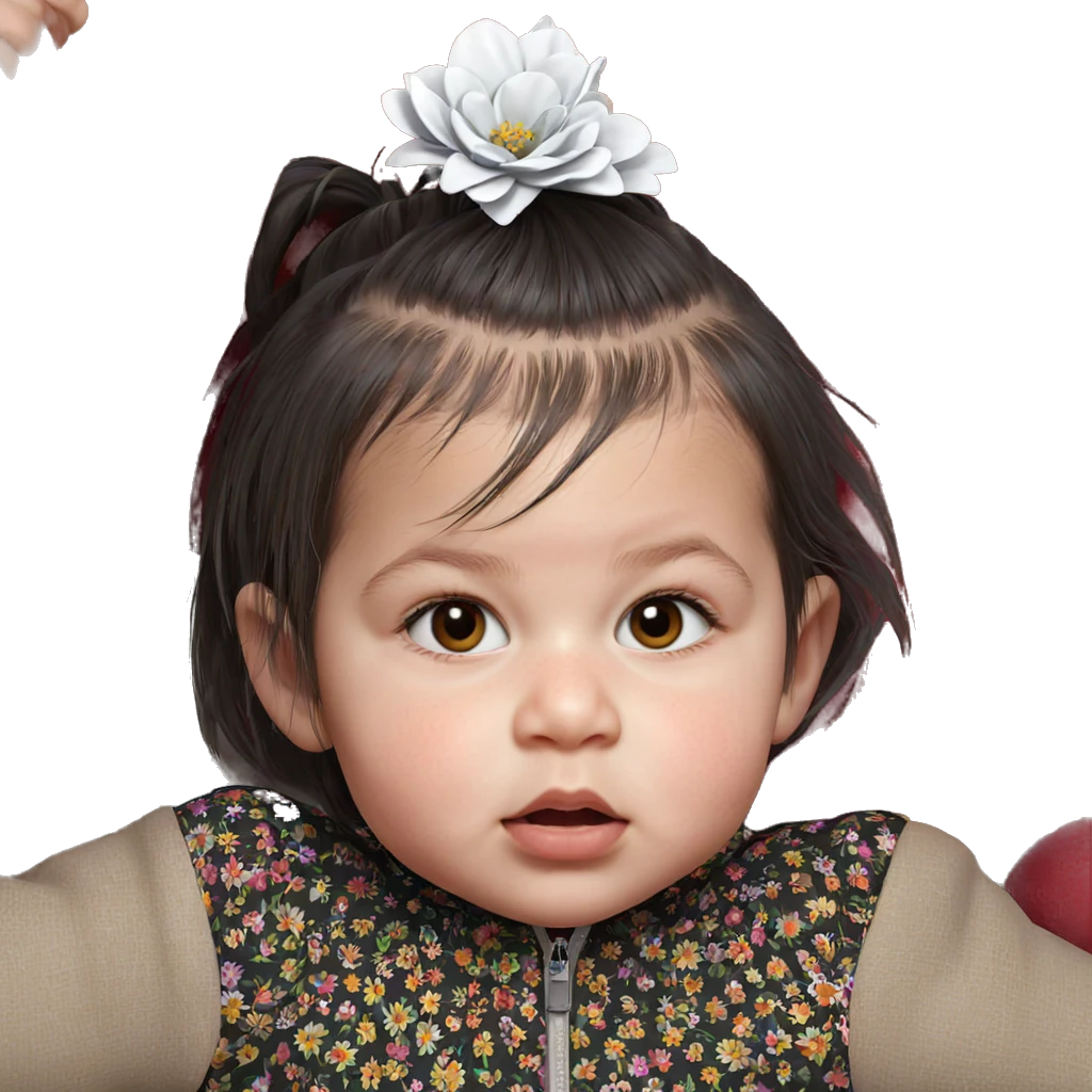 realistic girl with flower ornament emoji