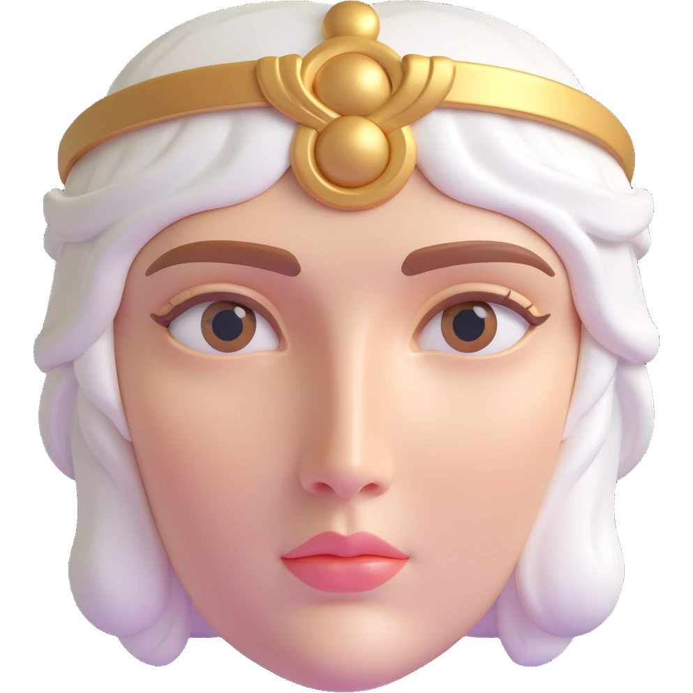 Make the colors silver and give the face a statue-like, marble texture, keeping the 3D close-up Athena style, with no background. emoji