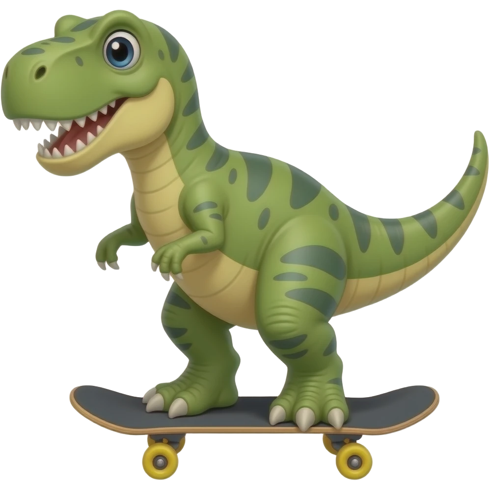 Dinosaur on a skateboard emoji