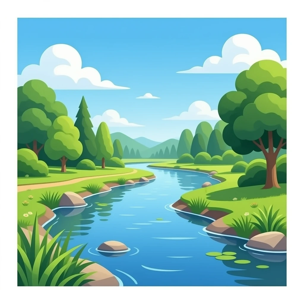 hazme una rio y mucha vegetacion. Horizontal emoji