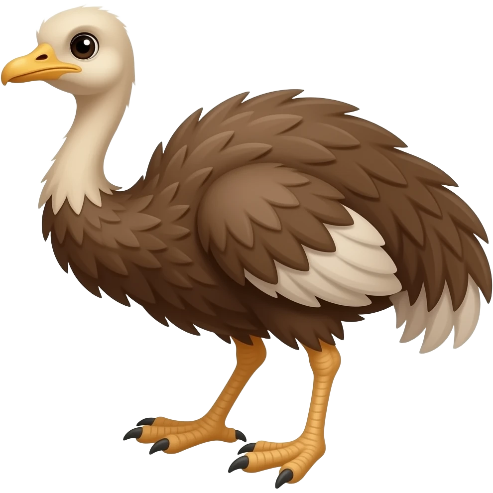 Cartoon 2d brown rhea bird emoji