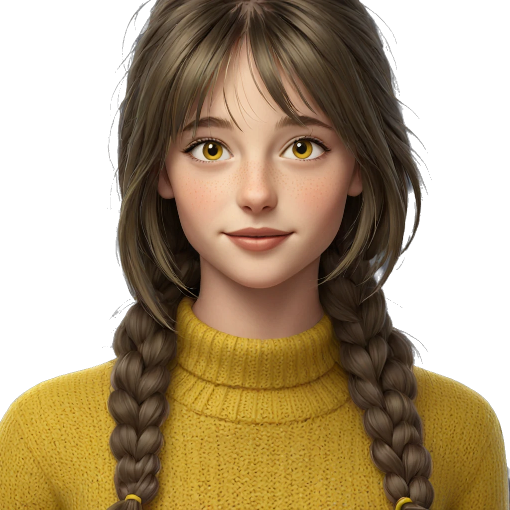 smiling girl in yellow sweater emoji