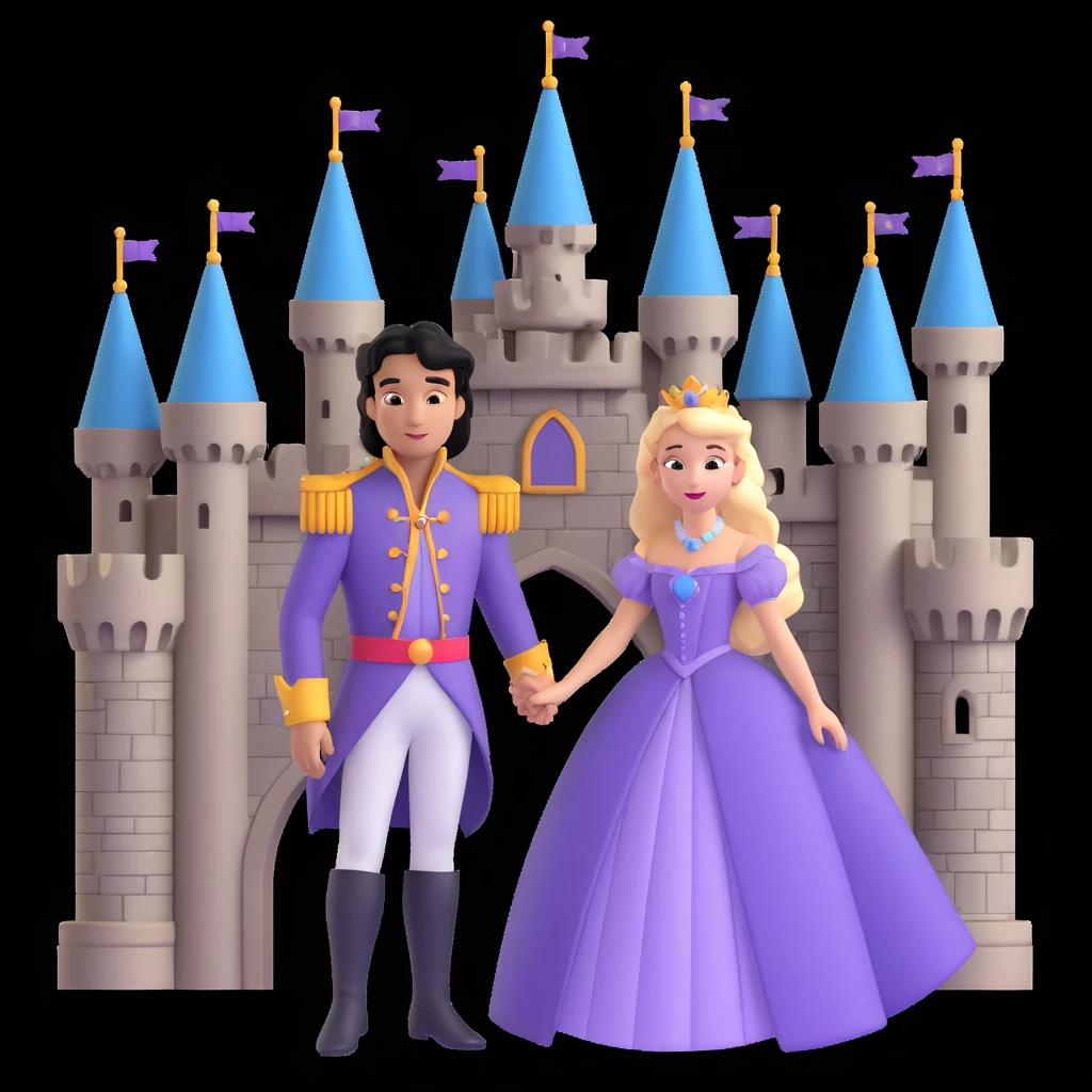 prince and princess disny dress close up photo in castle emoji