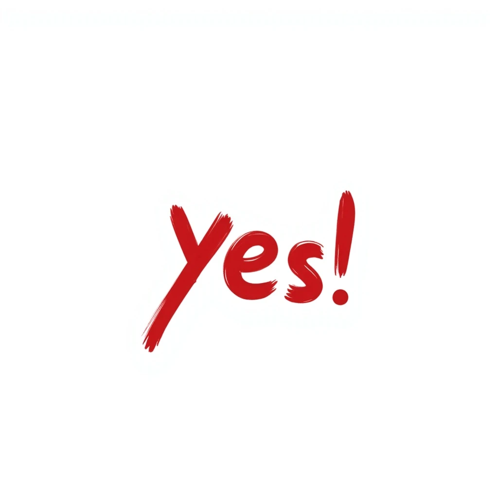 red checkmark as a 'yes' marker for text, wide and short brush strokes, torn style, eastern calligraphy, red color, no background, 512x512px emoji