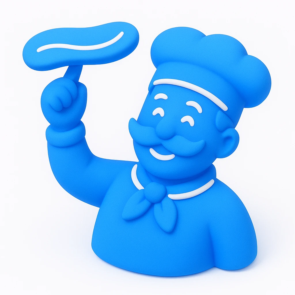 smiling Italian chef spinning pizza dough emoji