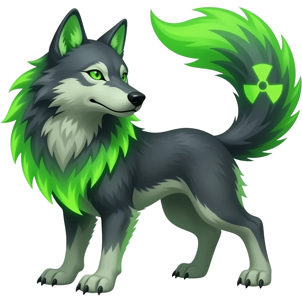 Radioactive wolf tail emoji