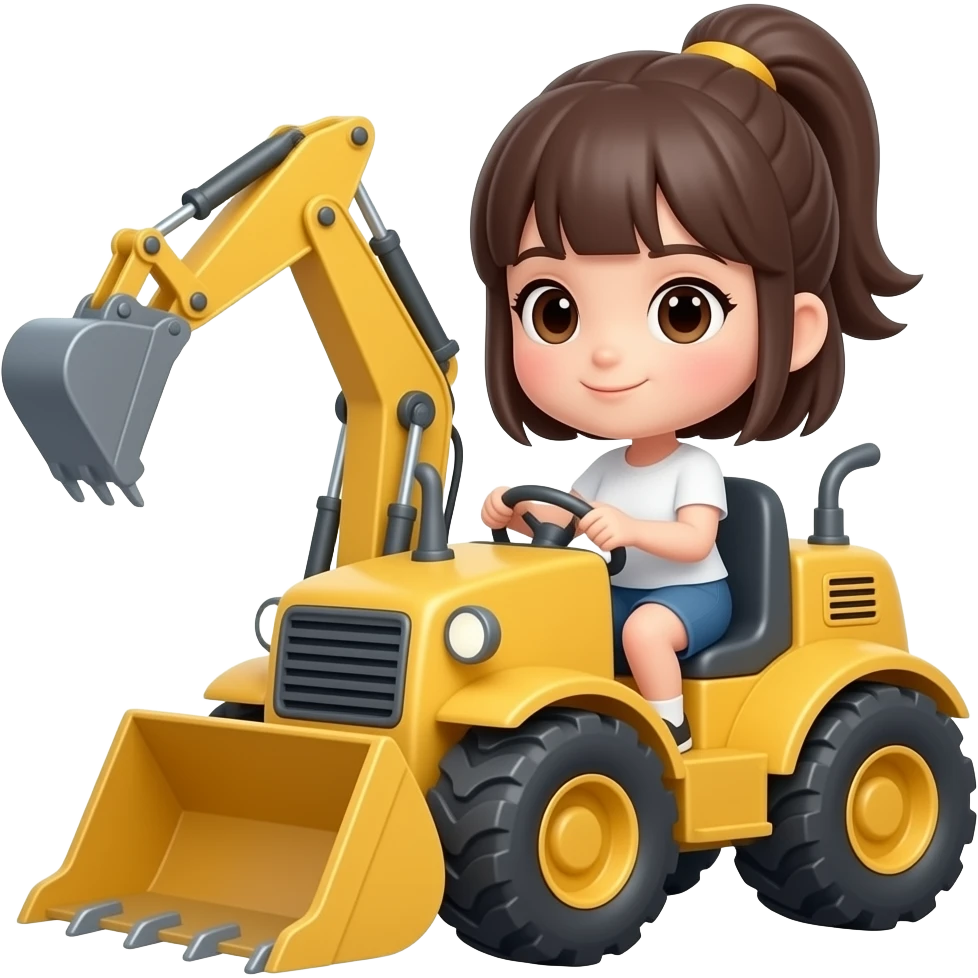 Female cute Bulldozer emoji