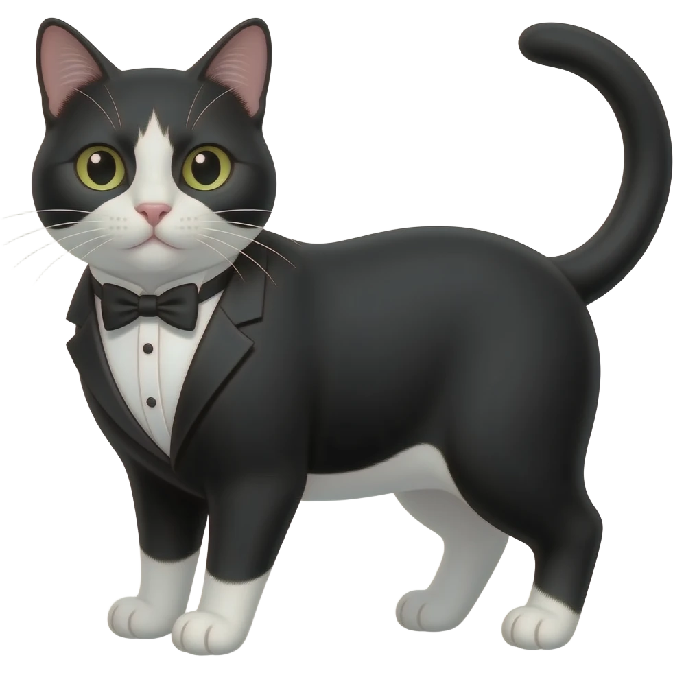 A cat but it is black and white tuxedo cat without a tuxedo emoji