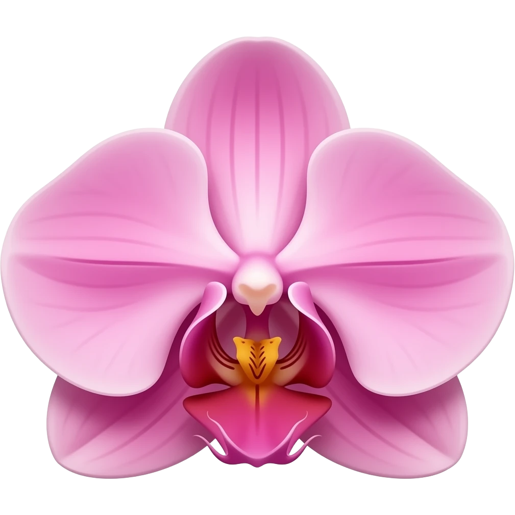Pink color Hawaiian orchid cartoon like emoji