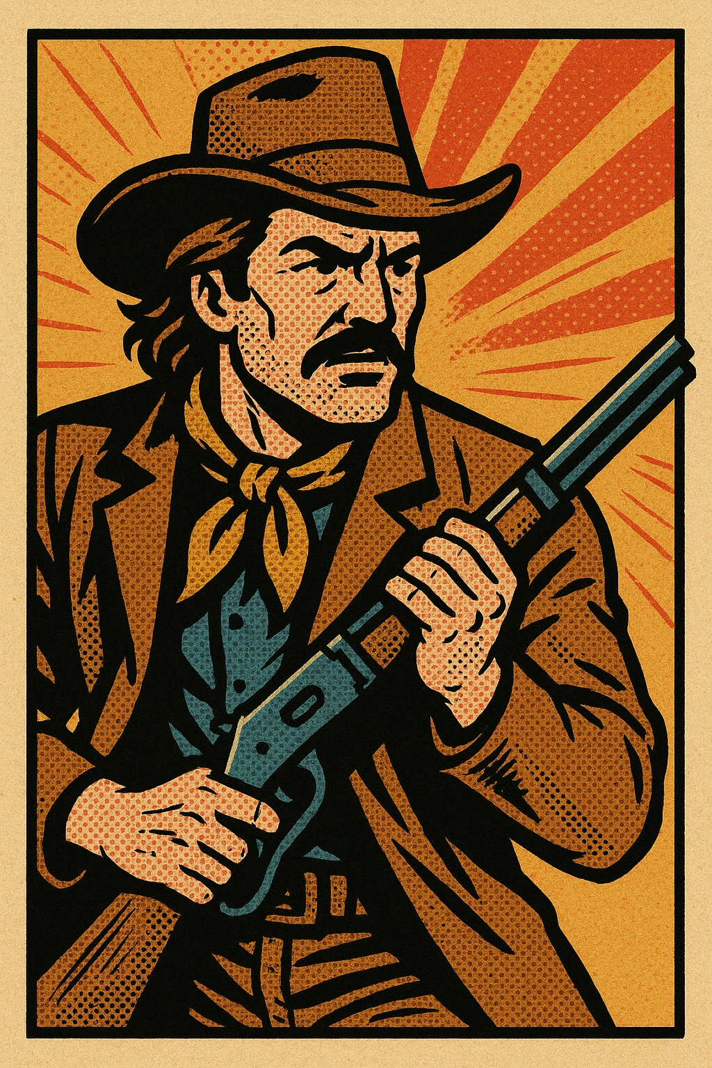 An American West outlaw holding a rifle emoji