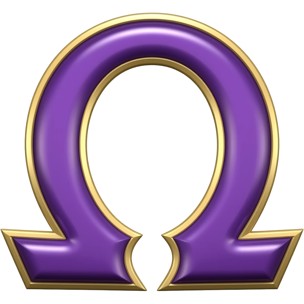 Greek symbol omega purple and gold emoji