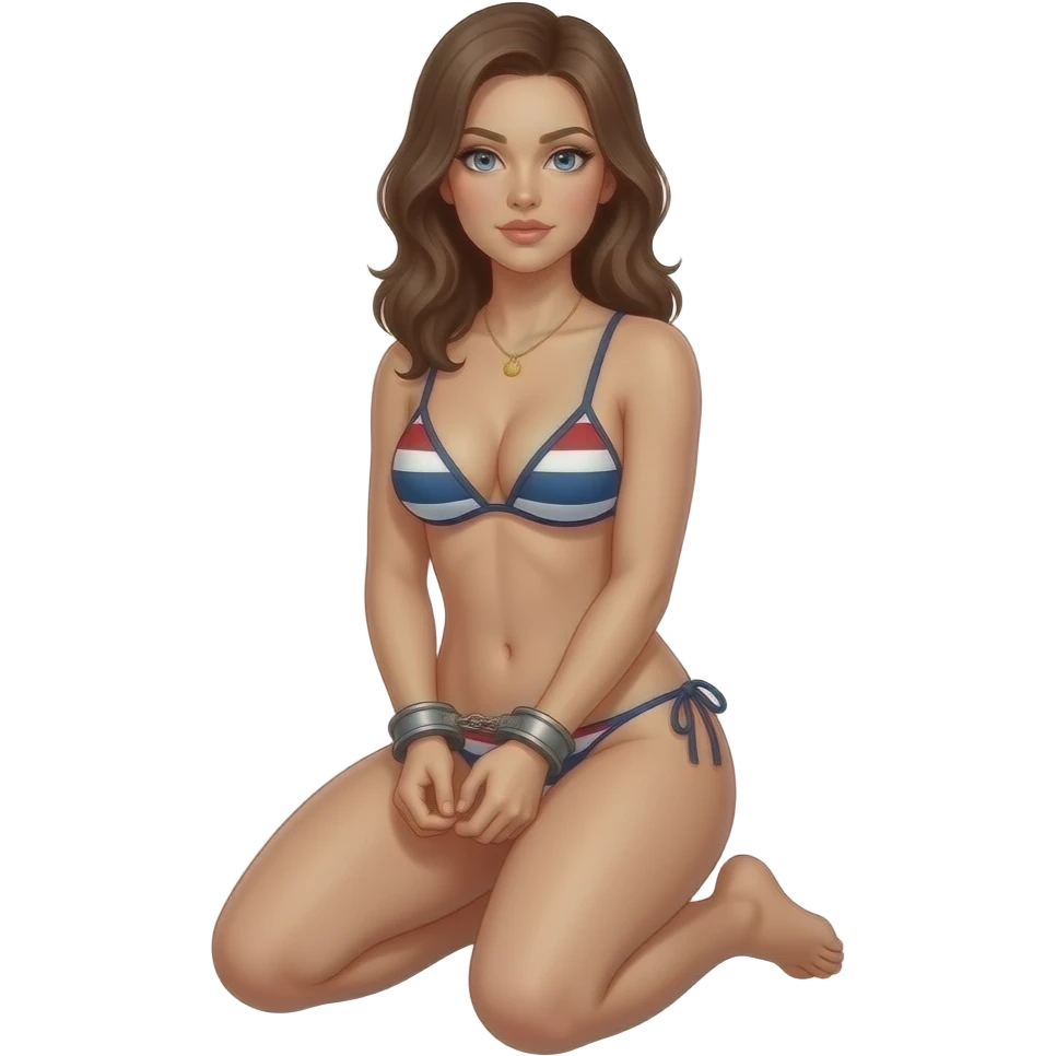 Wife on knees handcuffed thong emoji