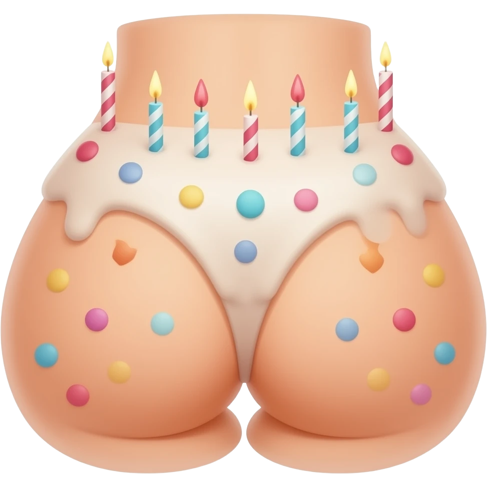 A birthday cake in the shape of a woman’s reare emoji