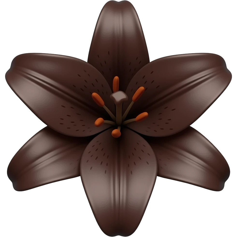 A dark brown flower with lily petals emoji