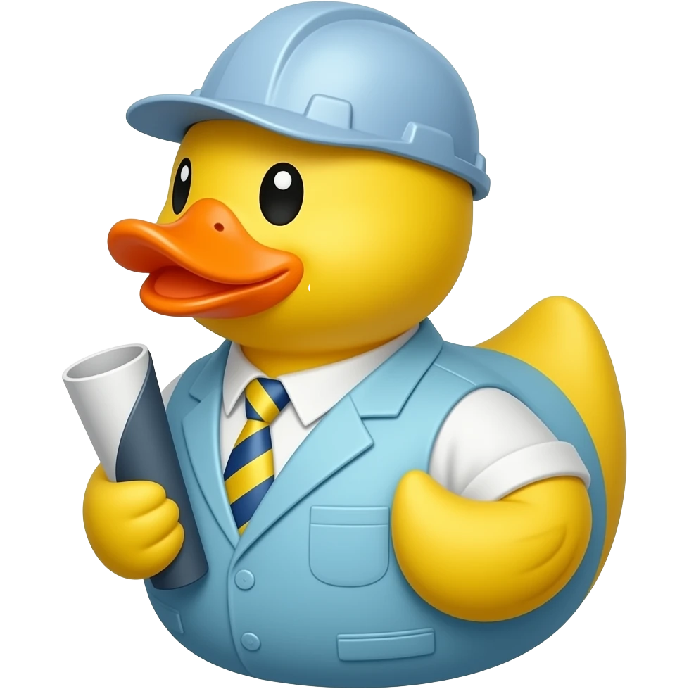 Rubber duck dressed as an architect emoji