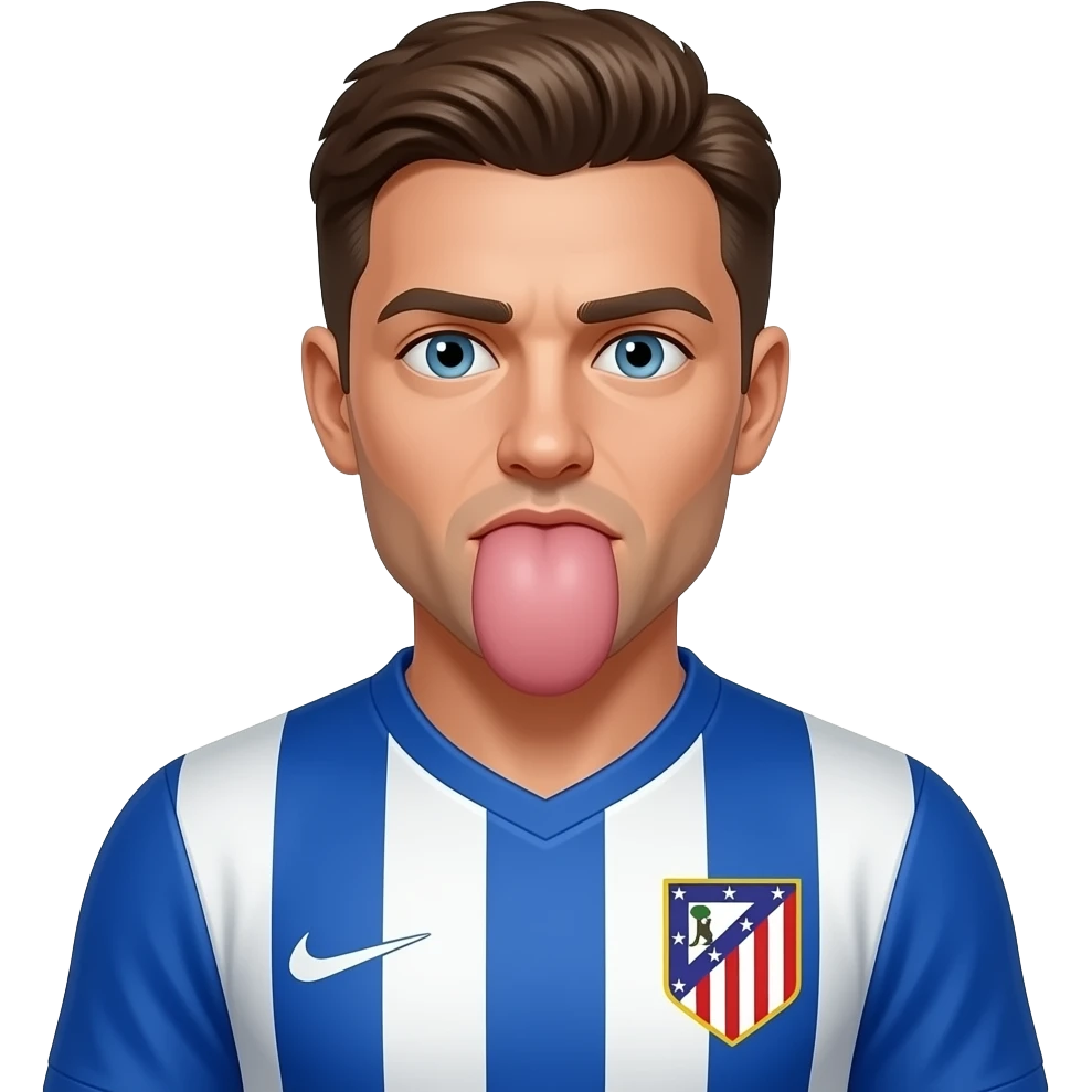 Una persona con la camiseta de la Real Sociedad escupiendo el escudo del Atletico emoji