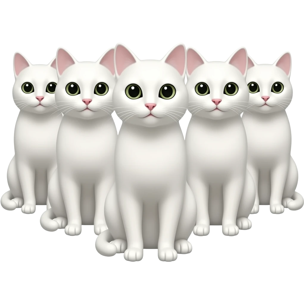 5 white cats emoji