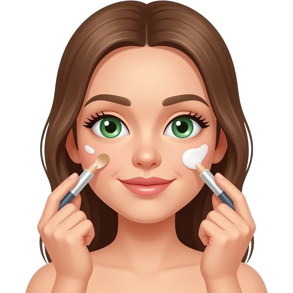 فتاة بيضاء تقوم بالعناية بالبشرة وغيونها خضراء اللون emoji