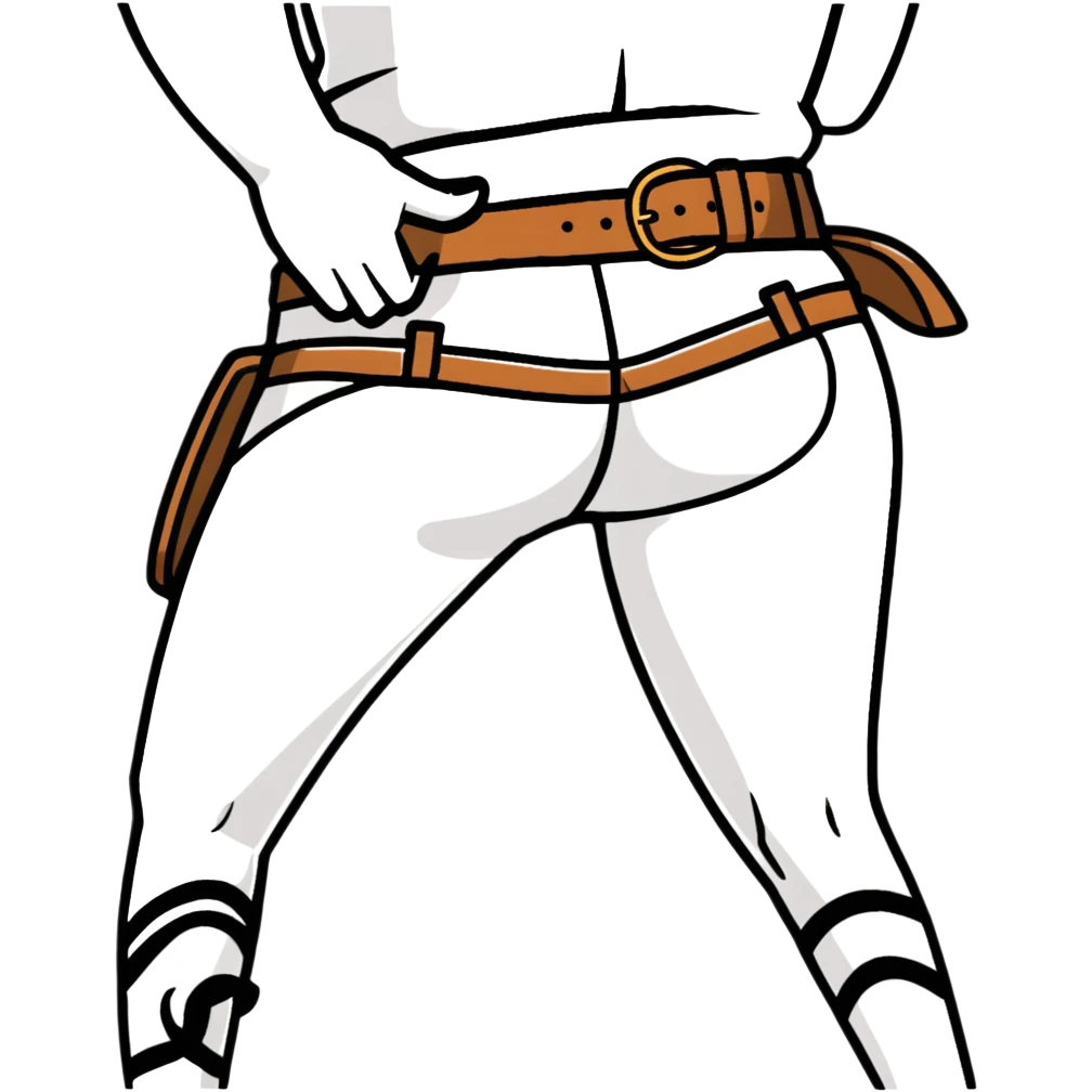 belt spanking a butt, sticker style emoji