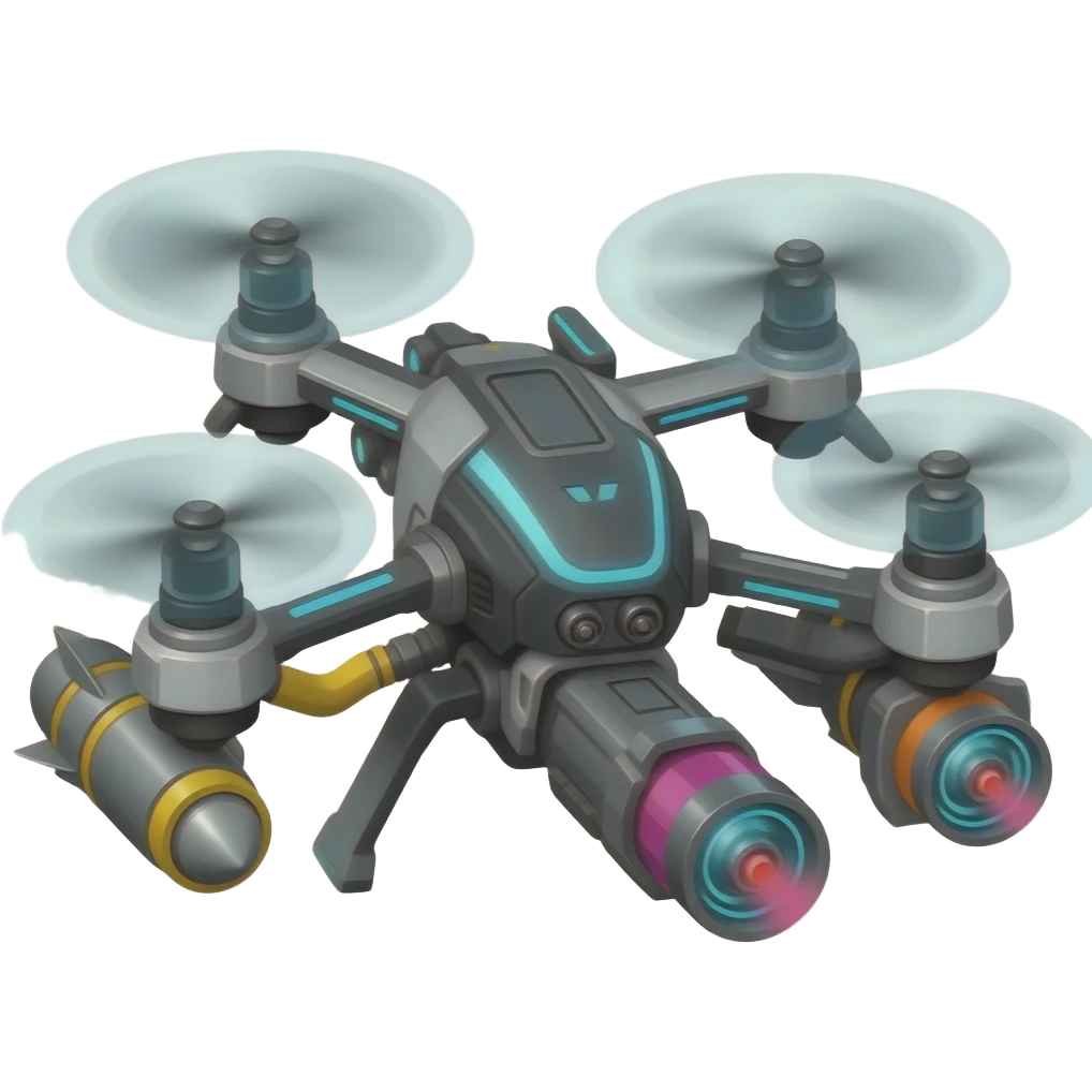 Sleak scifi hover drone with weapons emoji